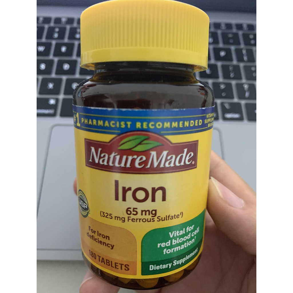 Viên Uống Bổ Sung Sắt Nature Made Iron 65mg, 180 viên