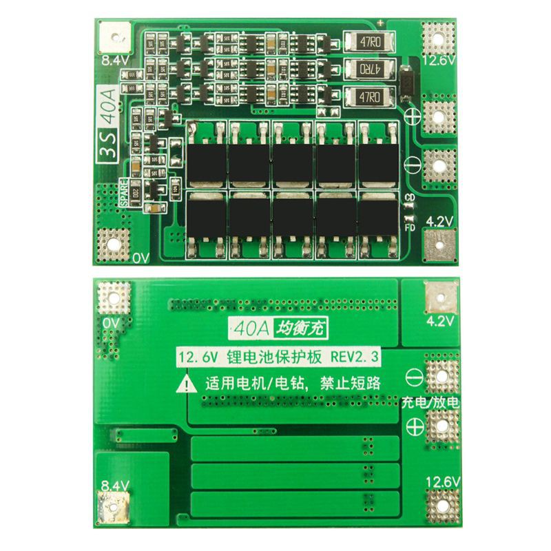 pur/ 3S 40A Li-ion Lithium Battery Charger Lipo Cell Module PCB BMS Protection Board For Drill Motor 12.6V with Balance