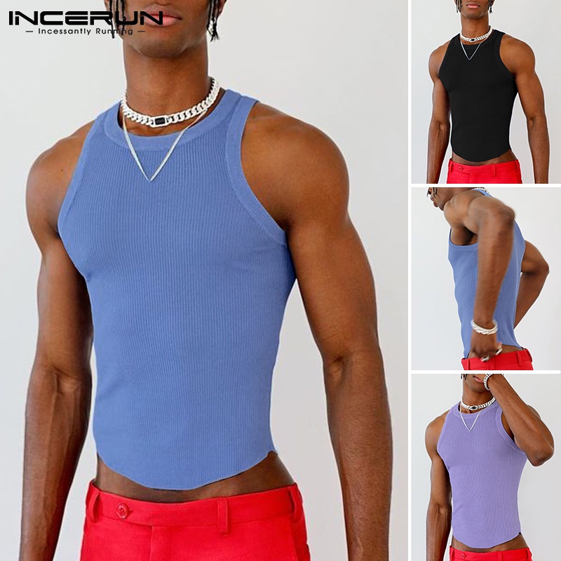 Áo thun ba lỗ Incerun màu sắc đơn giản thích hợp cho nam