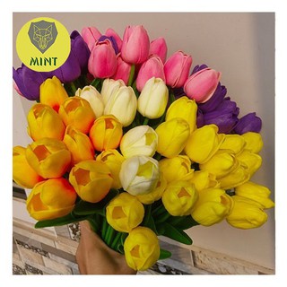 Hoa giả tulip pu decor trang trí giống thật đến 99% liz4