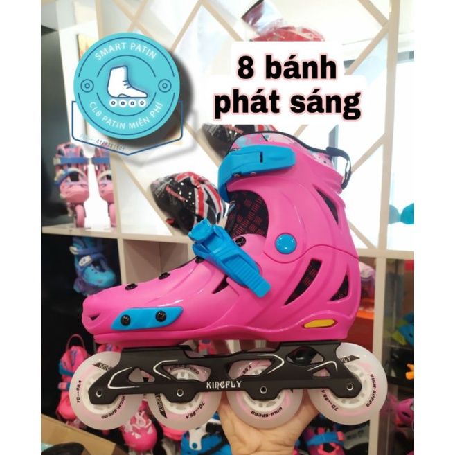 Giày Patin W198 - QS phiên bản 8 bánh phát sáng cao su đặc