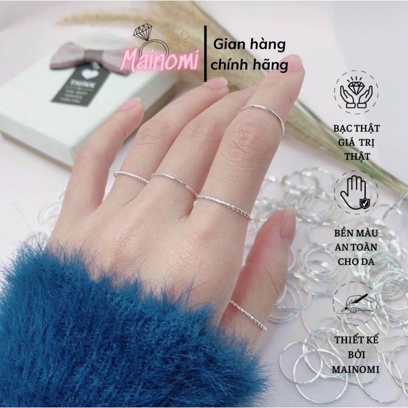 Nhẫn bạc kiểu xoắn thời trang lôi cuốn nhẹ nhàng không kém phần tinh tế Mainomi Shop Bạc Xinh