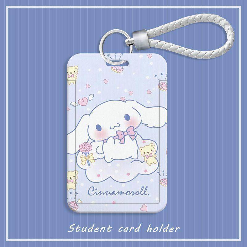 ⭐ iLado ⭐ Thẻ dây đeo thẻ sinh dễ thương Sanrio Cinnamoroll bọc căn cước thẻ hoc thẻ đi làm viên Vỏ bảo vệ bao đựng thẻ học sinh phù hiệu học sinh dây đeo bảng tên dây đeo bảng tên đồ dùng học sinh