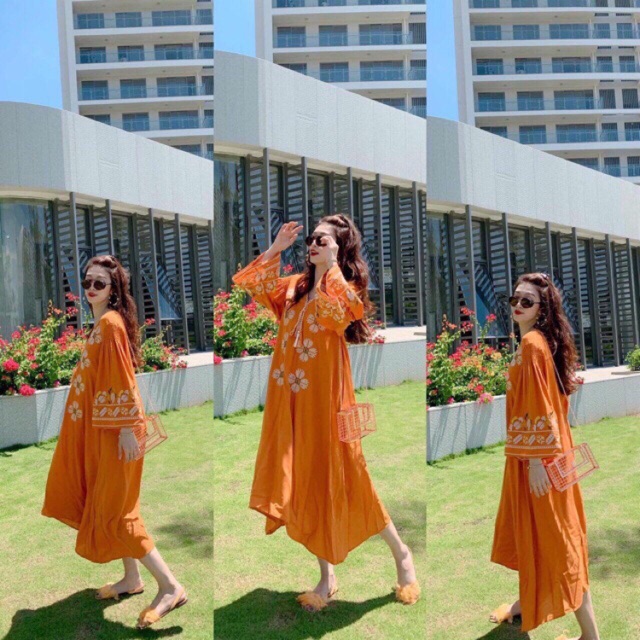 Váy thêu BOHO Style / VINTAGE cam cực yêu