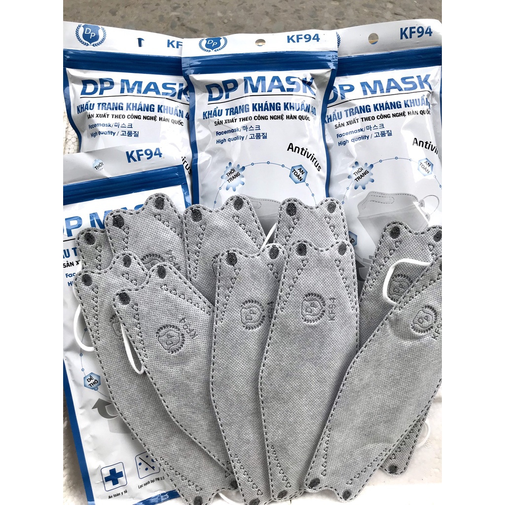 Bịch 10 Khẩu Trang 4D 4Lớp GIẤY KHÁNG KHUẨN cao cấp KF94 DP MASK - Chuẩn Hàng Xuất Khẩu - Sang - Xịn - Mịn