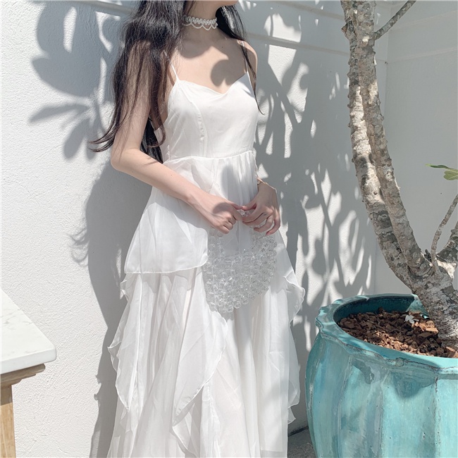 Đầm Maxi 2 Dây Bèo Voan LSEOUL V1286 Mềm Mại Ngọt Ngào Nữ Tính