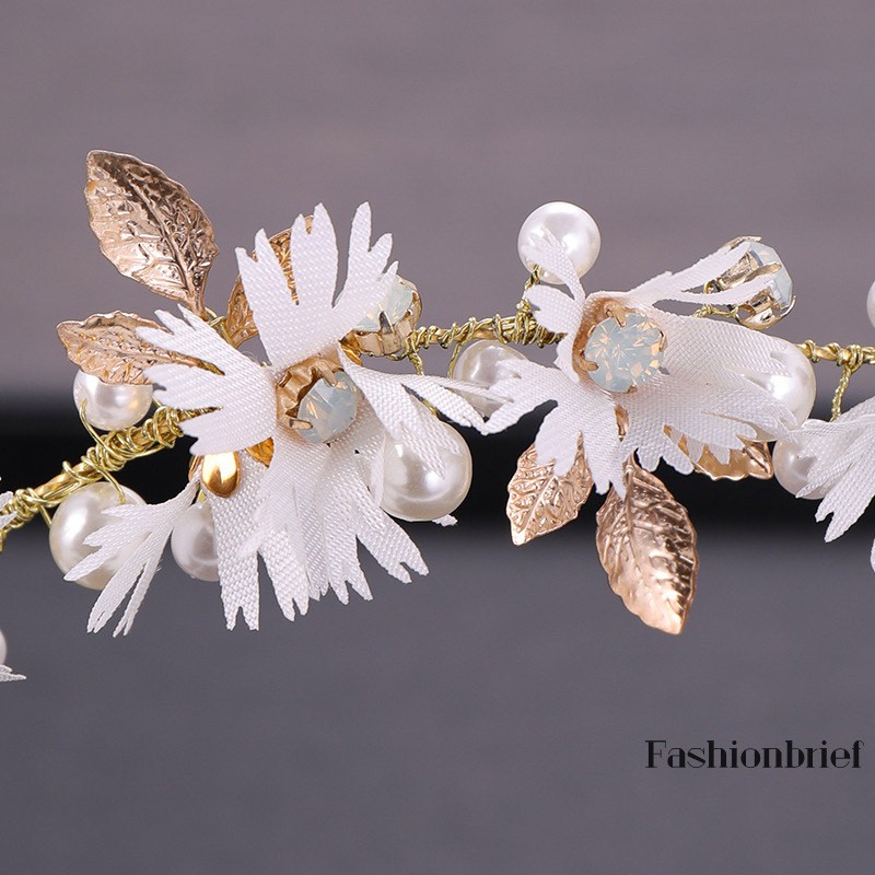Cài tóc hình bông hoa đính đá và ngọc trai giả phong cách thanh lịch cho nữ