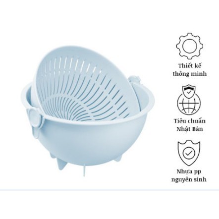 Bộ thau rổ xoay đa năng Yoko 28cm hàng inochi chính hãng ,2 lớp nhựa nguyên sinh nhựa PP an toàn sức khỏe