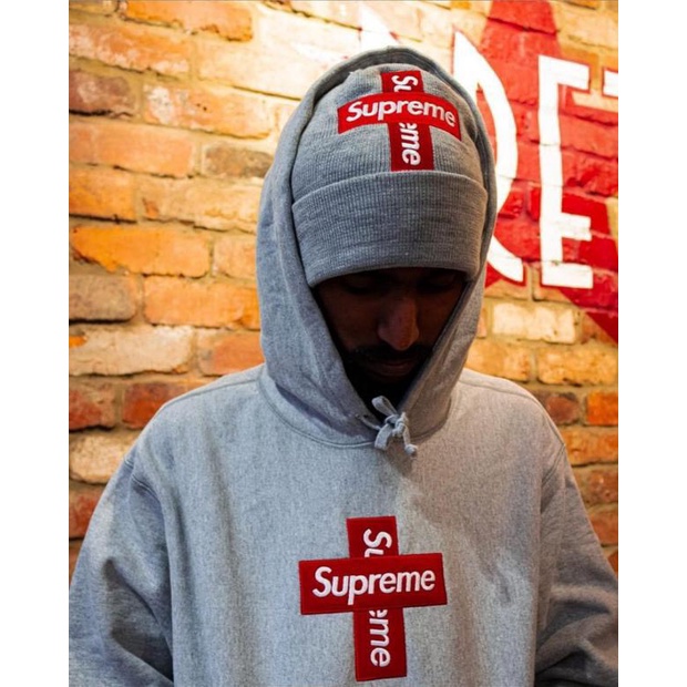 ⚡️[Mirror Quality]- Áo Hoodie S.upreme Cross Box Logo Hooded Sweatshirt Heather Grey, Áo hoodie S.UPREME | BigBuy360 - bigbuy360.vn