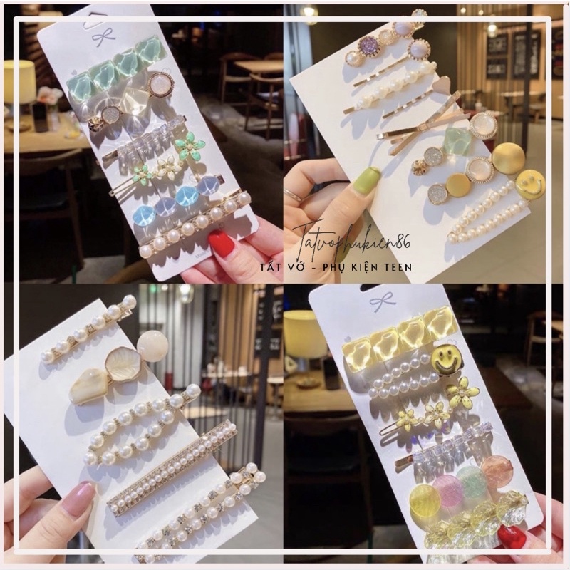 Kẹp tóc đính đá  ❤️[Set 5 chiếc]❤️Cặp tóc mái -đẹp siêu hot TT212
