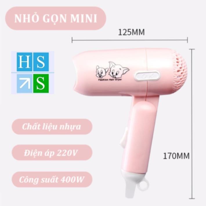 (Bán sỉ) Máy sấy tóc mini (Gấp gọn, 2 chế độ) Kiểu dáng cute, nhỏ gọn bỏ túi tiện mang theo du lịch, công tác - HS Shop