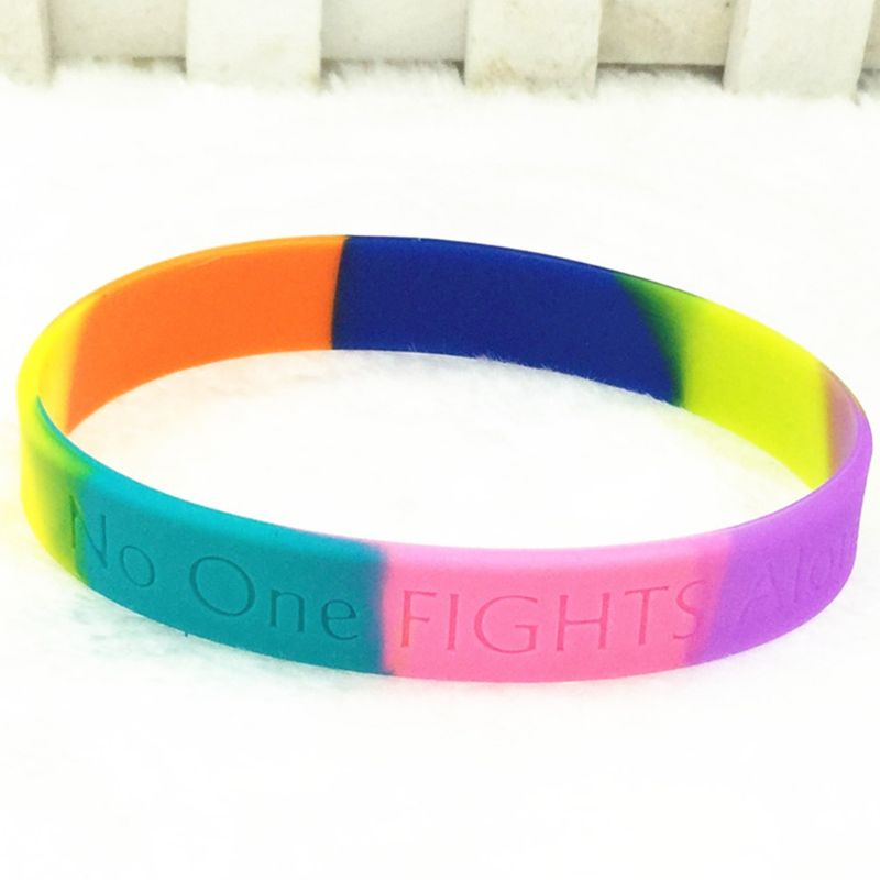 Vòng tay cao su silicone in chữ 18 kiểu màu cầu vồng LGBT