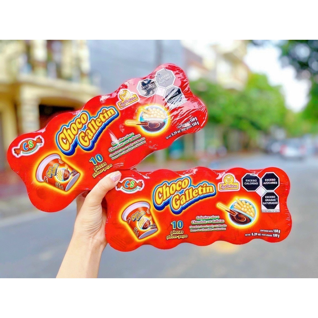 Lốc 10 Hộp Bánh quy chấm socola ⚡ SIÊU NGON ⚡ Bánh que chấm Sô cô la Choco Galletin bánh giòn rụm