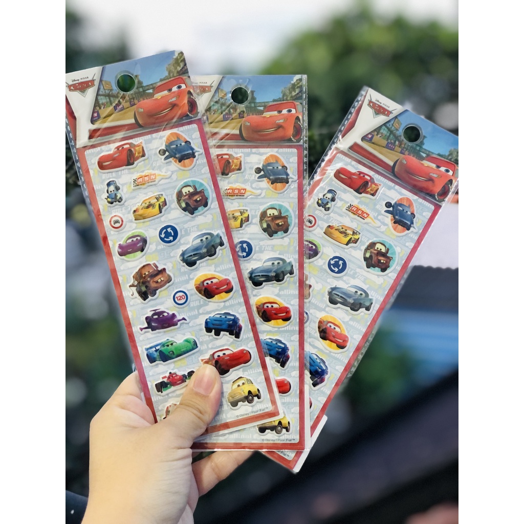 Sticker 3D nổi Disney Pixar CARS đồ chơi dán cho bé hình xe