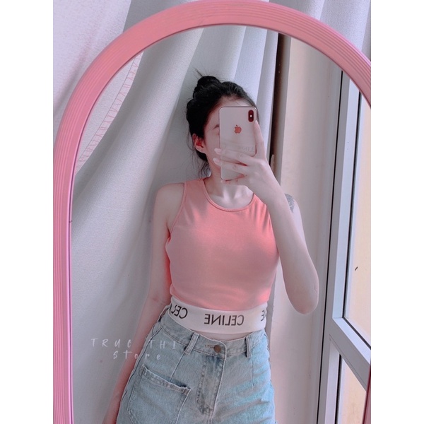 Áo 3 lỗ crop , áo ôm sát nách viền bo thun
