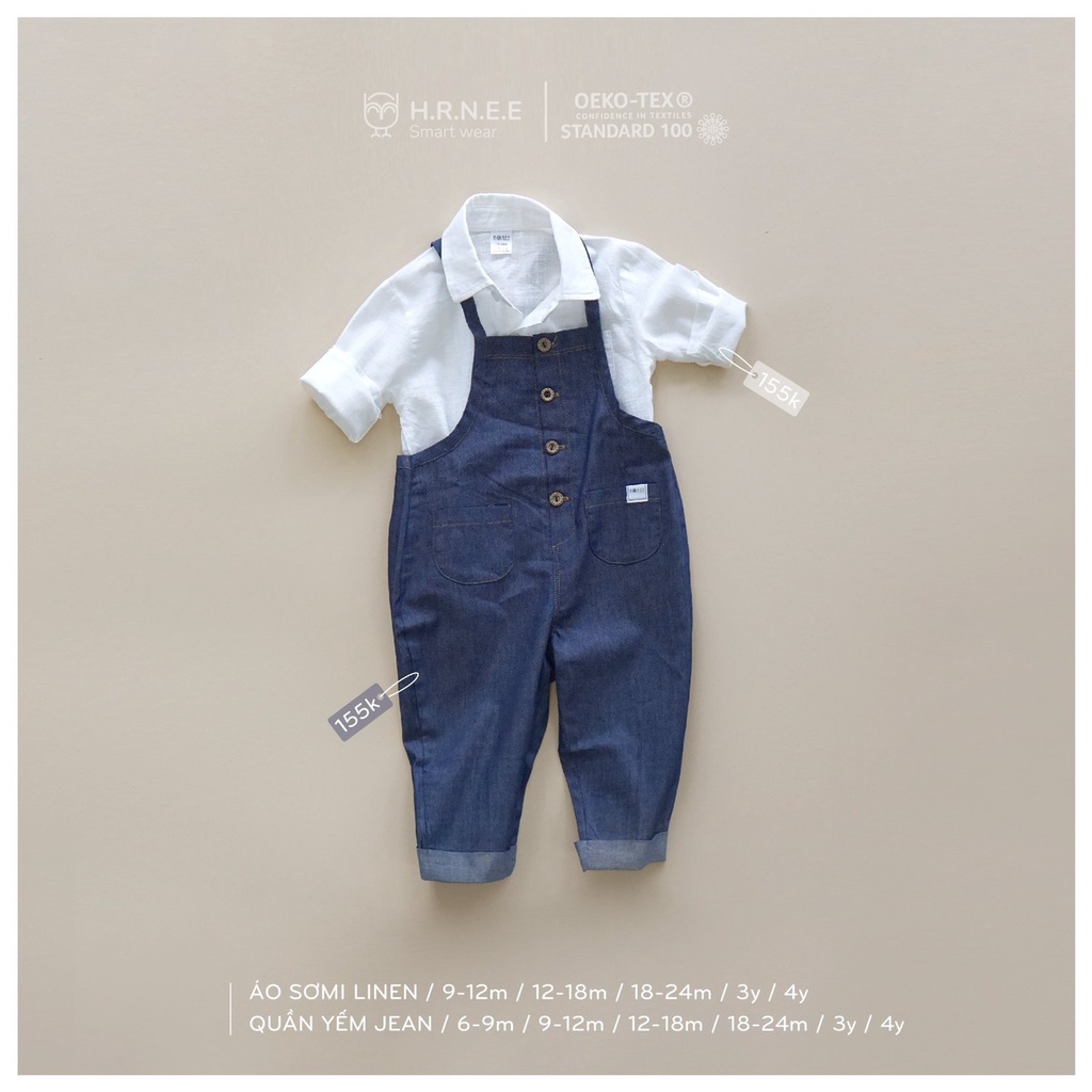 Hrnee Yếm và áo sơ mi cho bé 6M-4Y