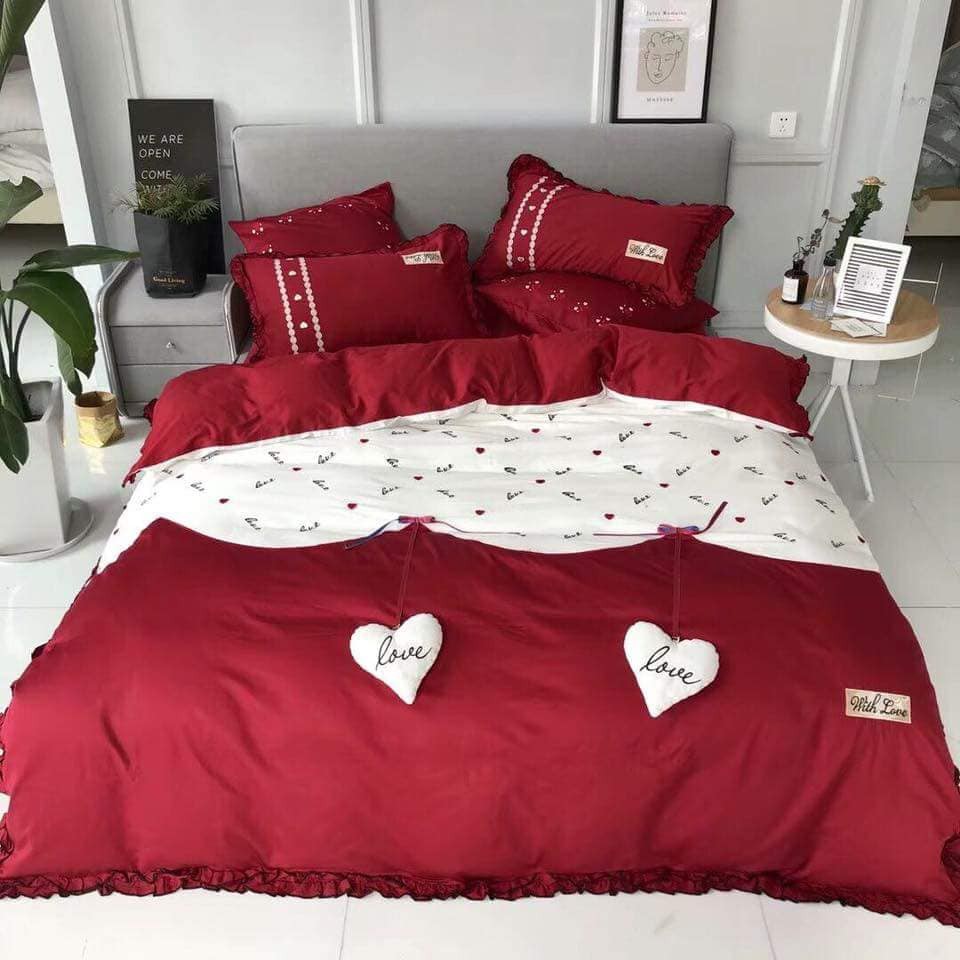 bộ chăn ga gối Lụa satin 60s, hàng 7 món