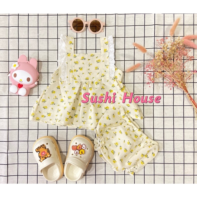 (Ảnh thật) Set hoa nhí tay cánh tiên dịu dàng cho bé - Thời trang set, váy, đầm cho bé