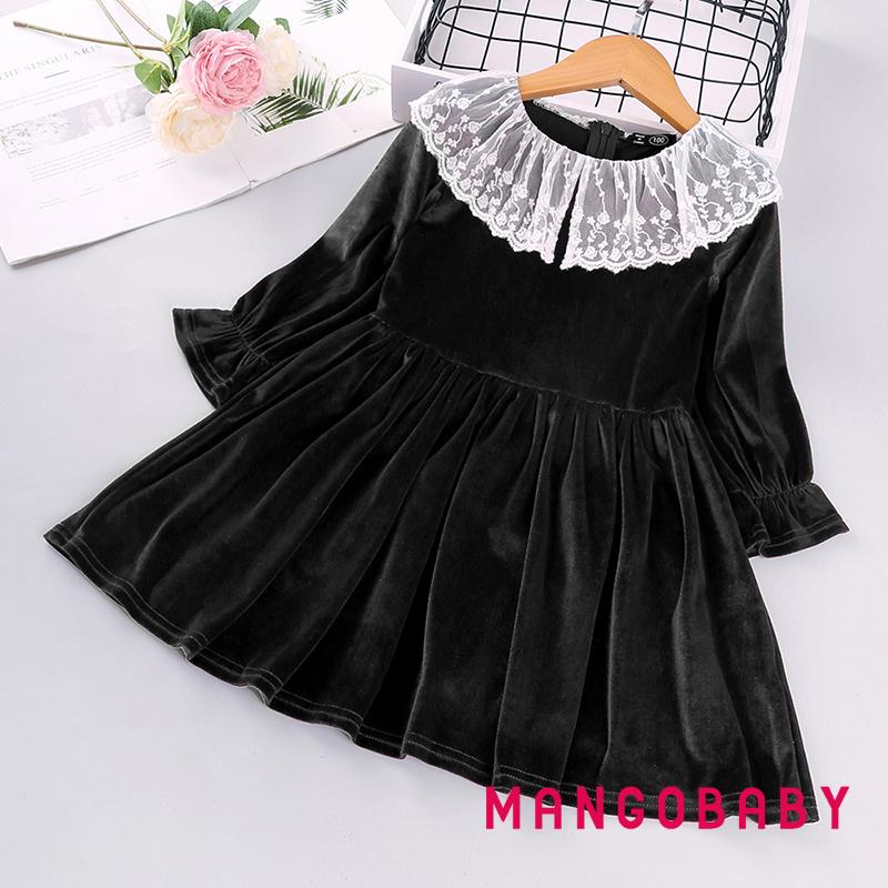 Đầm Công Chúa Dài Tay Phối Ren Xinh Xắn Dành Cho Bé Gái