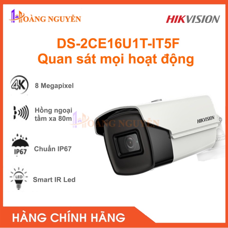 [NHÀ PHÂN PHỐI] Camera HD-TVI HIKVISION DS-2CE16U1T-IT5F 4K (8MP)