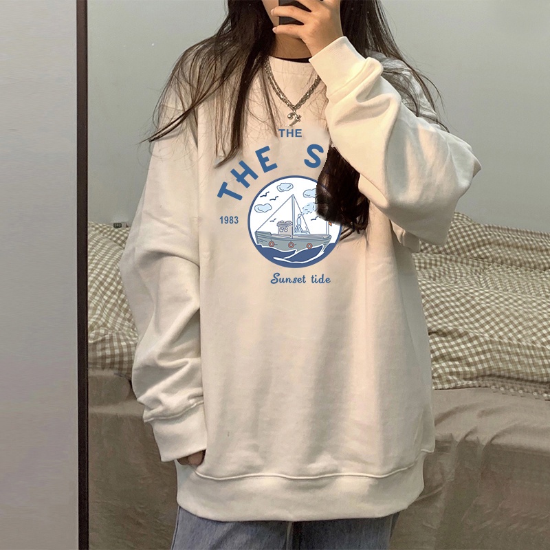 NRVP Áo Thun Tay Dài Oversize In Họa Tiết Phong Cách Hàn Quốc Thời Trang Cho Nam Và Nữ