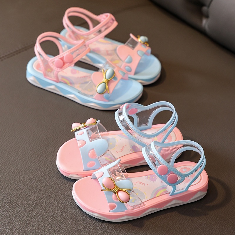 Dép Sandal Công Chúa Đế Mềm Chống Trượt Đính Nơ Nhiều Màu Dễ Thương Thời Trang Mùa Hè Cho Bé Gái