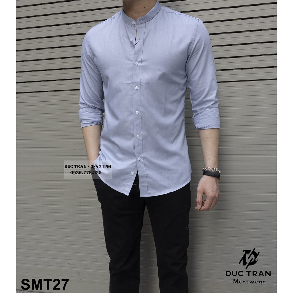 Sơ mi trơn màu cổ tàu: chất cotton lụa mềm thoáng, chống nhăn nhàu, ảnh tự chụp thật cam kết y hình!