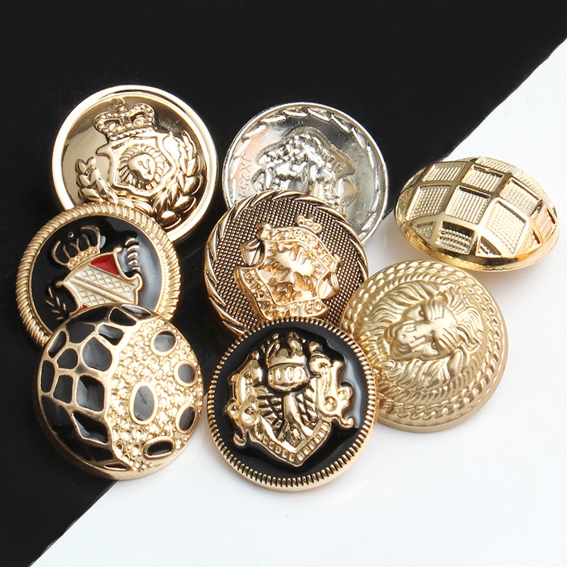 Set 10 nút kim loại phong cách Anh Quốc cổ điển cỡ 18mm để trang trí quần áo thủ công