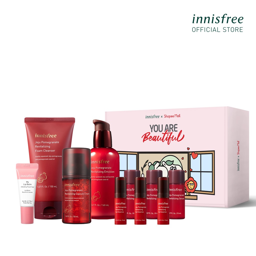 Bộ sản phẩm làm sáng chống oxy hóa Innisfree Jeju Pomegranate set