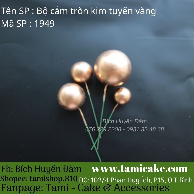 Phụ kiện trang trí - Bộ cắm bi tròn kim tuyến