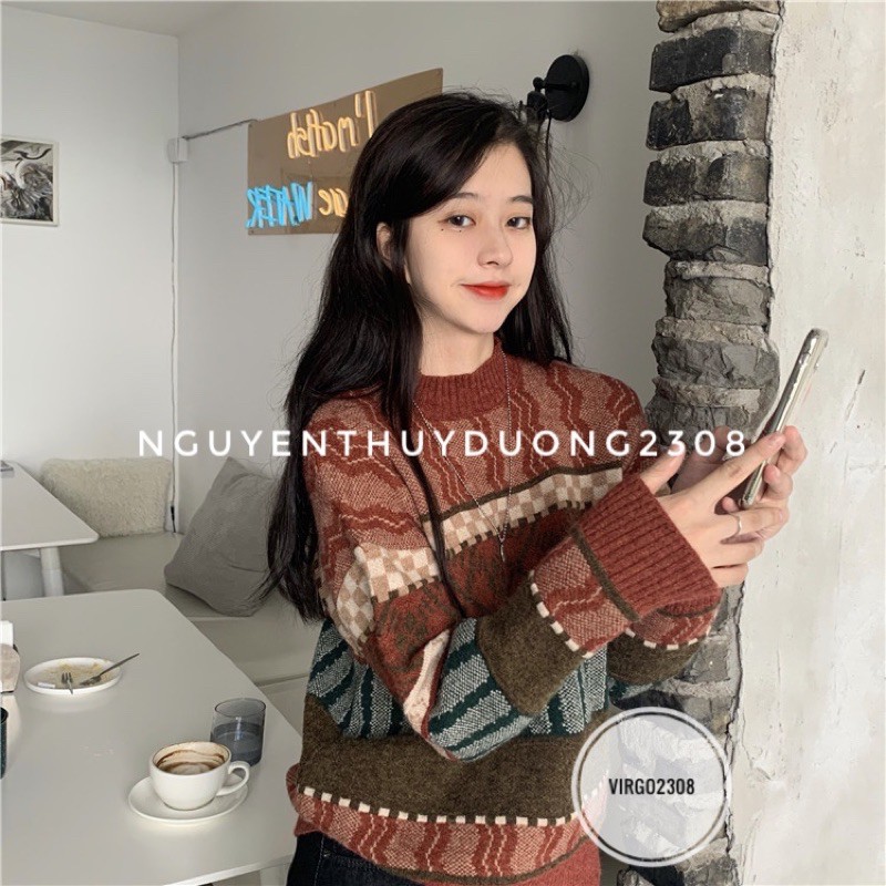 [Ảnh thật/Sẵn]Áo len Ulzzang thổ cẩm Quảng Châu mã N01