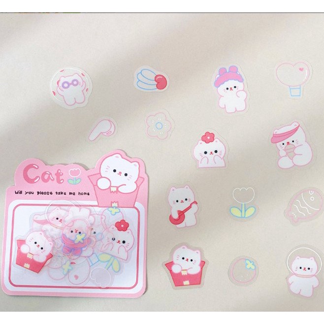 Bộ 40 miếng dán, Sticker trang trí sổ, đồ dùng cá nhân chú đề thú cưng và trái cây cực xinh xắn LILA STC40