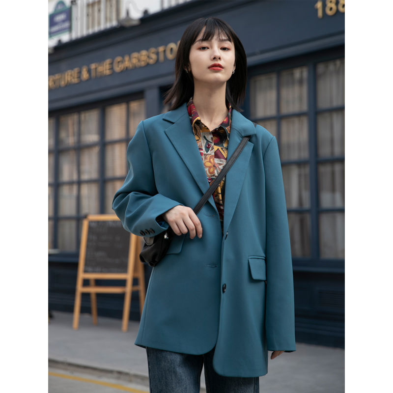 Áo Blazer New Solid Color Double-breasted Casual Temperament Ins Suit Jacket Women