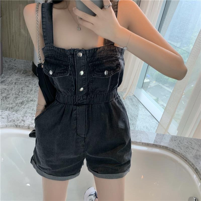 Quần Yếm Denim Ngắn Dáng Rộng Lưng Cao Thời Trang Mùa Hè Hàn Quốc Mới 2020 Cho Nữ | BigBuy360 - bigbuy360.vn