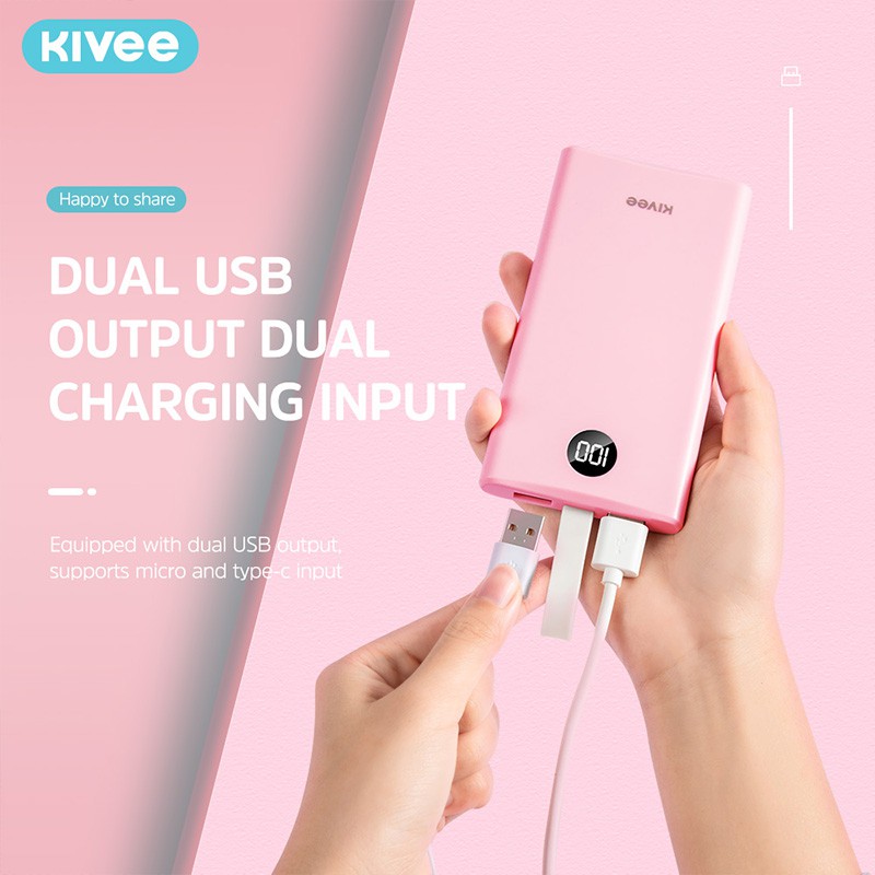 Sạc Dự Phòng Kivee Kv-ph31p Dung Lượng 10000mah Có Đèn Led Trên Màn Hình Hiển Thị Nhiều Màu Tùy Chọn