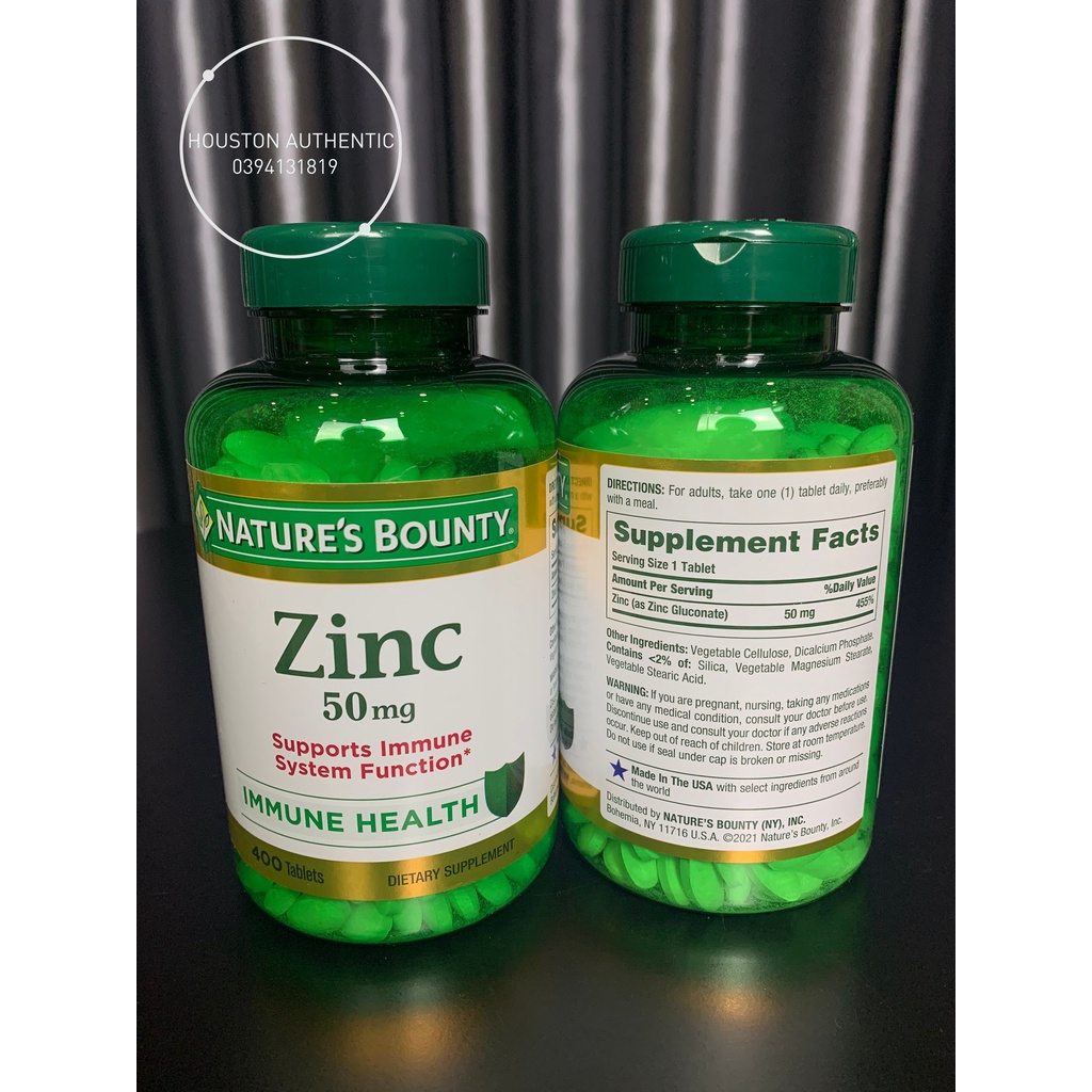 Bổ sung kẽm ZinC Nature’s Bounty Tăng Miễn Dịch 50 Mg 400 viên _ Live mua hàng tại Mỹ