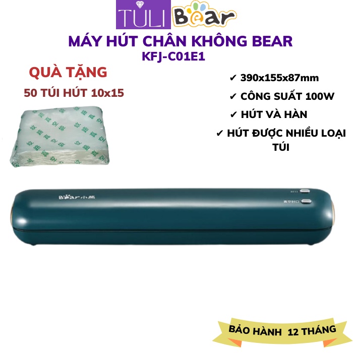 Máy hút chân không mini thực phẩm Bear XL-2021 BẢN TIẾNG ANH , hàn miệng túi tự động - Tặng 20 túi hút