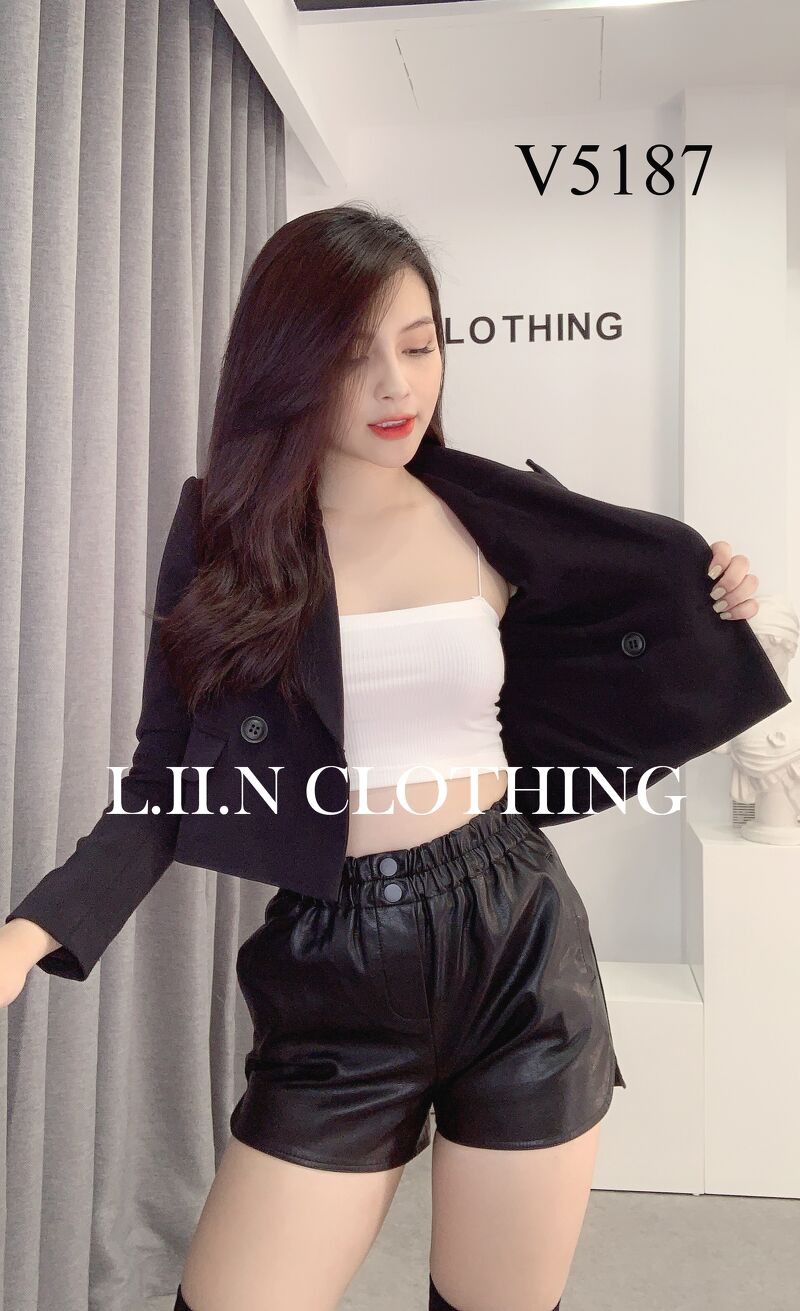 Áo vest nữ dáng ngắn LINBI đủ size, màu đen thanh lịch, sang trọng V5187 | BigBuy360 - bigbuy360.vn