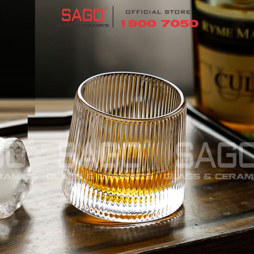 Ly Thủy Tinh Deli Vintage whi.ky Rock Glass 170ml | Tùy Chọn Họa Tiết
