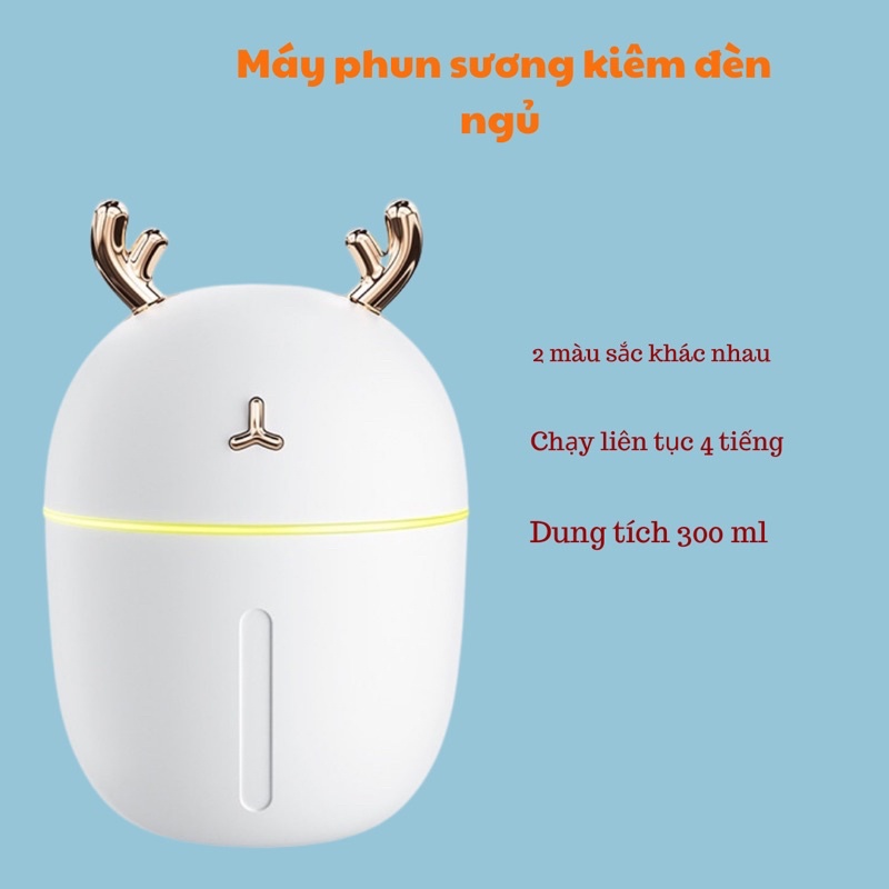 [ẢNH THẬT] Máy phun sương tinh dầu / tạo ẩm có đèn led đổi màu tự động cho phòng ngủ hình con hươu đơn giản dễ thương