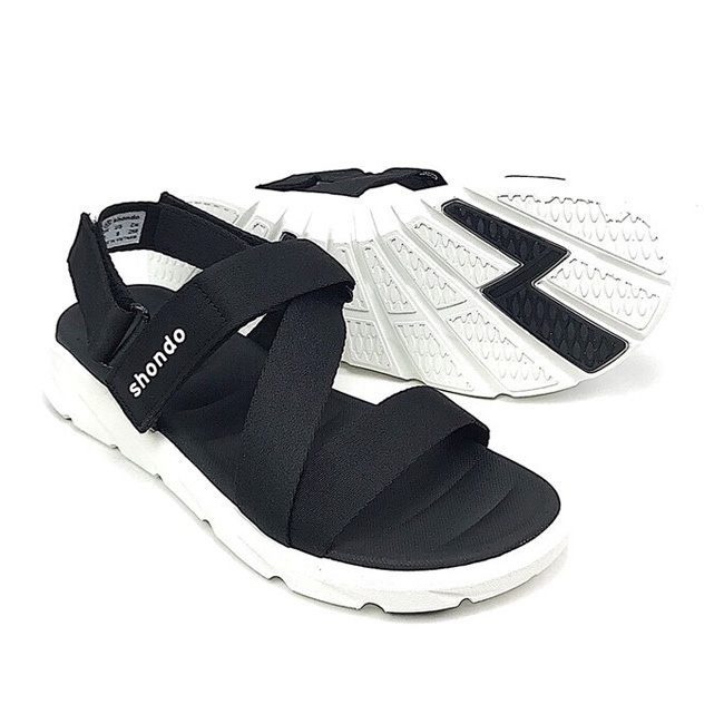 SHONDO | Giày Sandal Shondo F6 Sport đen đế trắng F6S003