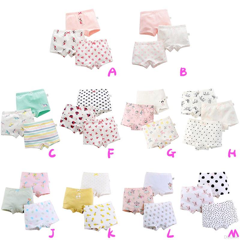 Set 3 Quần Lót Boxer Vải Cotton Không Xương Cho Bé Gái