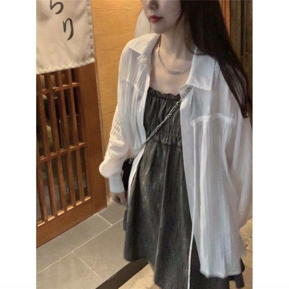 Áo Sơ Mi Chống Nắng Tay Dài Dáng Rộng Màu Trơn Thời Trang 2022