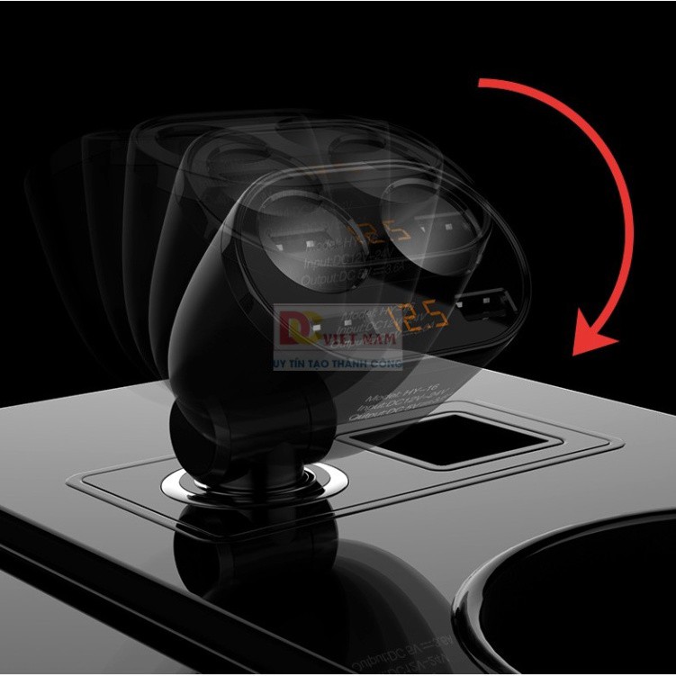 Sản Phẩm Bộ chia tẩu sạc cao cấp trên ô tô, thương hiệu Hyundai HY-16 - Hàng cao cấp .