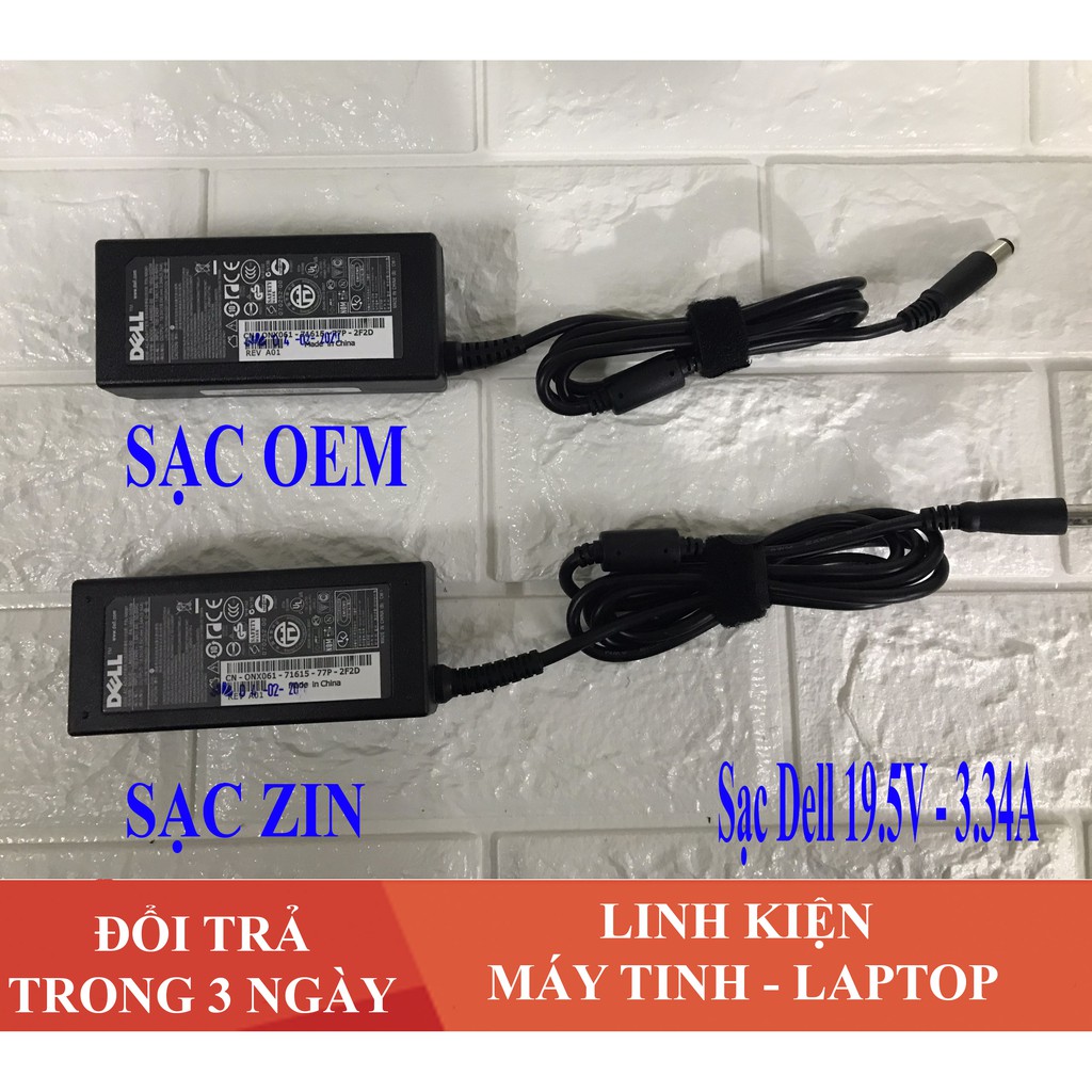 Sạc Laptop Dell 19.5V - 3.34A - 65W Chân kim to dành cho dell 4110 4010 2421 2420 3450 4050 3521