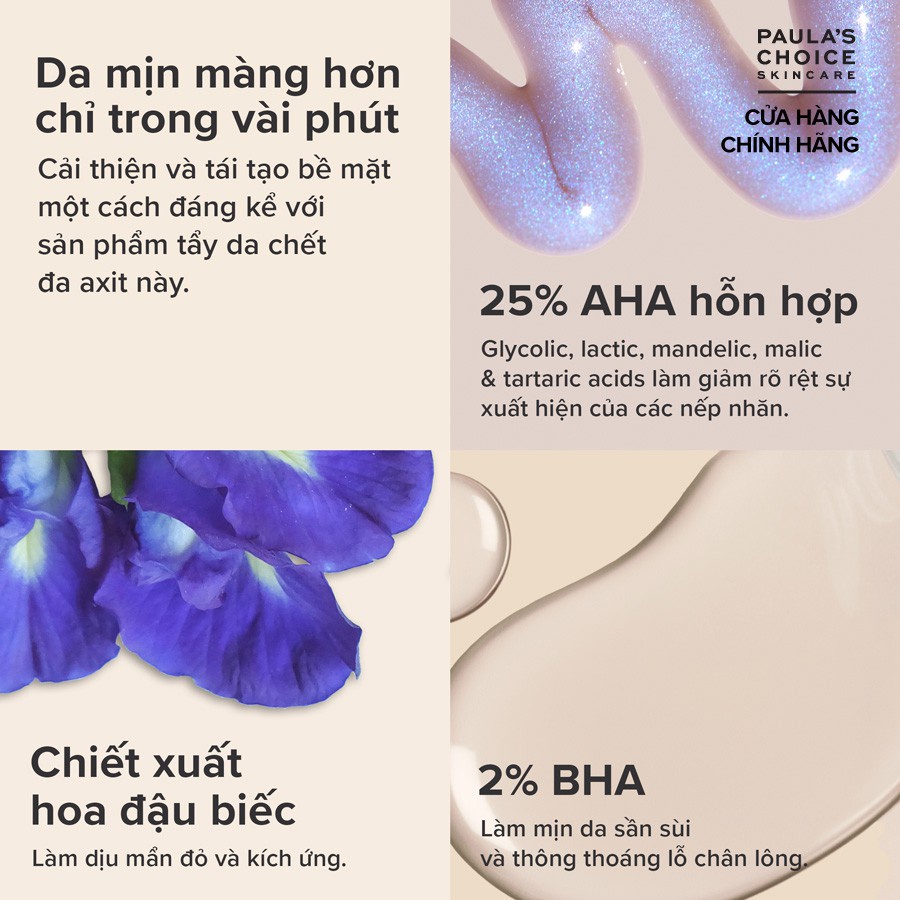 Tinh chất thay da sinh học, tái tạo tế bào mới Paula's Choice 25% AHA + 2% BHA Exfoliant Peel 30ml