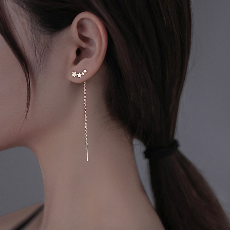 Đôi Bông Tai Dáng Rơi Họa Tiết Ngôi Sao Đính Đá Thời Trang Cho Nữ