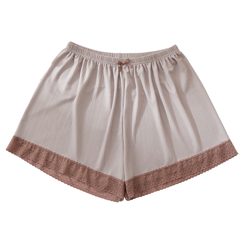 Quần Short Bảo Hộ Dáng Rộng Vải Lụa Lạnh Phối Ren Chống Chói Thời Trang Mùa Hè Hàng Mới Cho Nữ