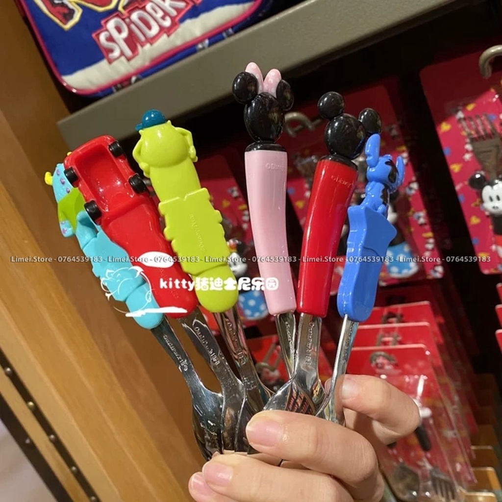 Muỗng ăn inox Frozen Elsa Mickey Princess Car Disney nổi 3D cho trẻ em bé trai gái