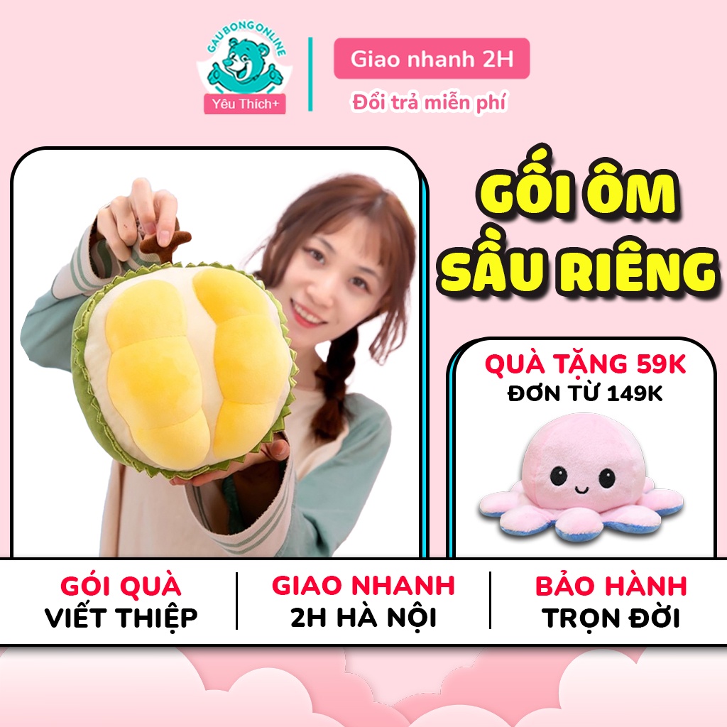 Gấu Bông Hình Quả Sầu Riêng, Trái Sầu Riêng Nhồi Bông Cao Cấp Gấu Bông Online